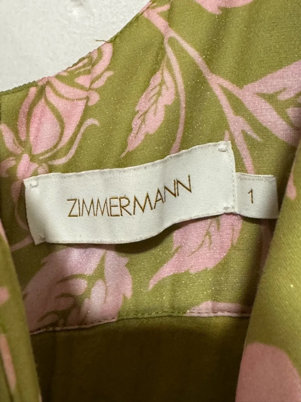 Zimmermann Olive Green Dress with Pink Floral Print - Picture 2 of 8